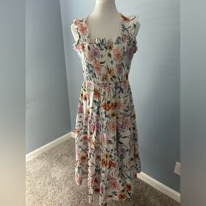 Floral Midi Smock Dress